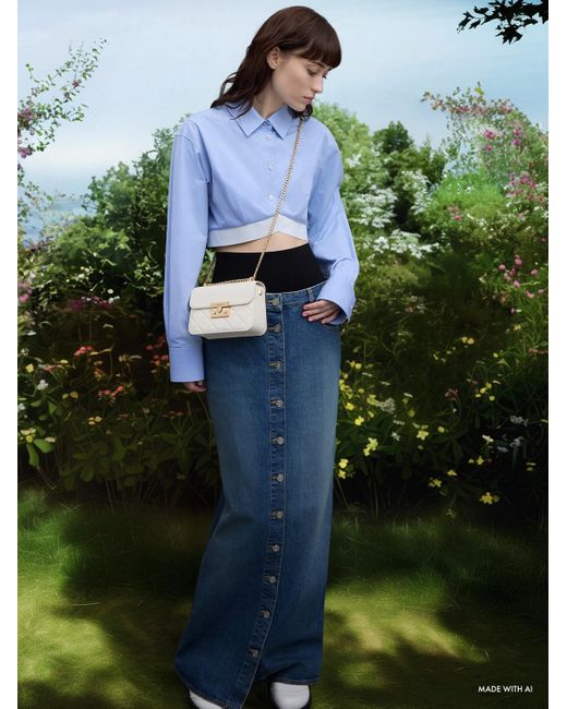 Charles & Keith Natural Alva Quilted Chain-Handle Bag