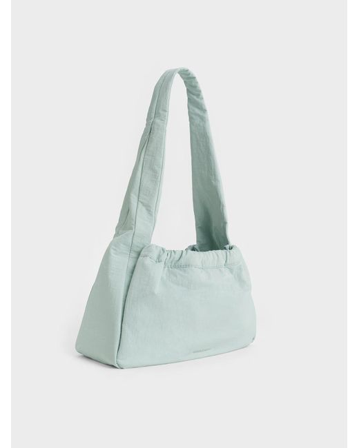 Charles & Keith Blue Terra Mesh & Nylon Shoulder Bag