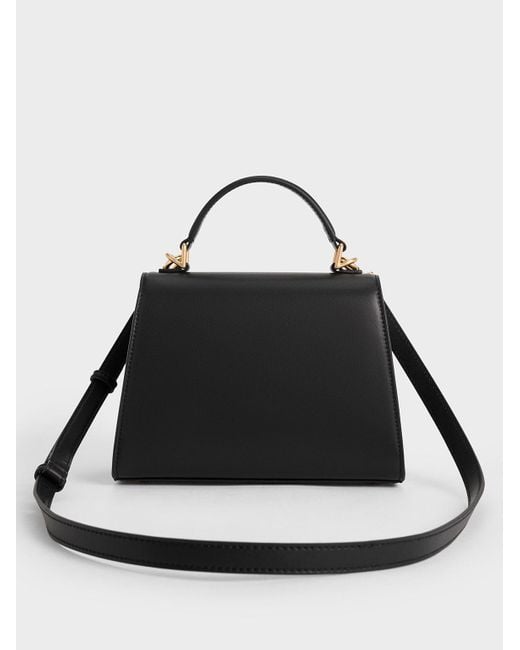 Charles & Keith Black Violetta Trapeze Top Handle Bag