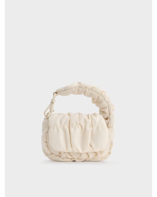 Charles & Keith Natural Klio Nylon Ruched Micro Bag Charm