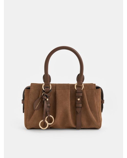 Charles & Keith Brown Britton Top Handle Tote Bag