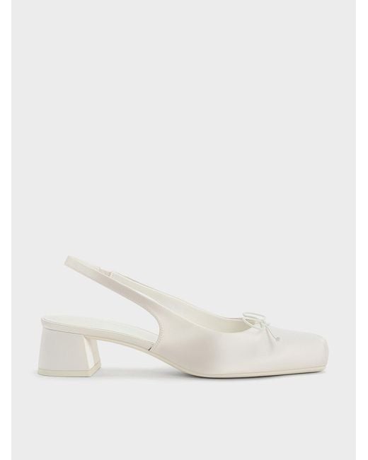 Charles & Keith Natural Sadira Satin Slingback Pumps