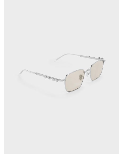 Charles & Keith Natural Paige Rectangular Sunglasses