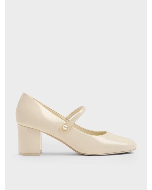 Charles & Keith Natural Marie Pearl Mary Jane Pumps