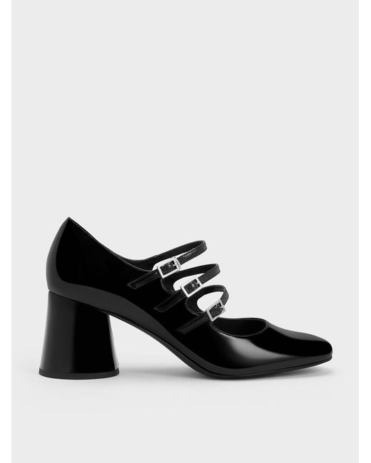Charles & Keith Black Claudie Patent Buckled Mary Janes