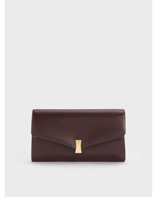 Charles & Keith Brown Lilibet Chain-strap Long Wallet