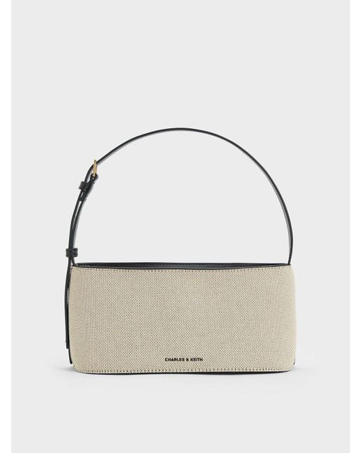 Charles & Keith Multicolor Wisteria Canvas Elongated Shoulder Bag