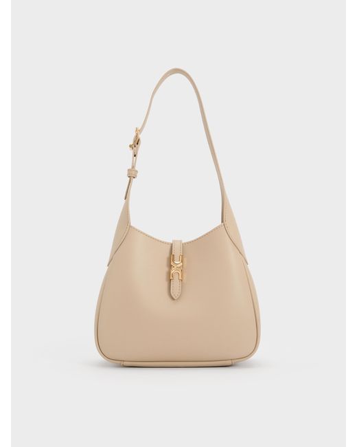 Charles & Keith Natural Mini Adalyn Hobo Bag