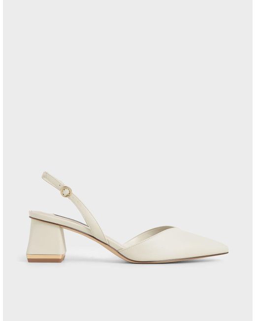 Charles & Keith Multicolor Trapeze Heel Slingback Pumps