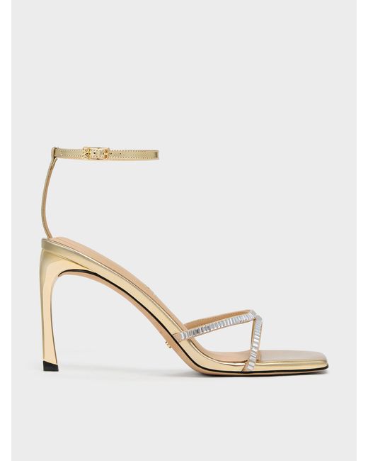 Charles & Keith Natural Jaylene Gem Stiletto Sandals