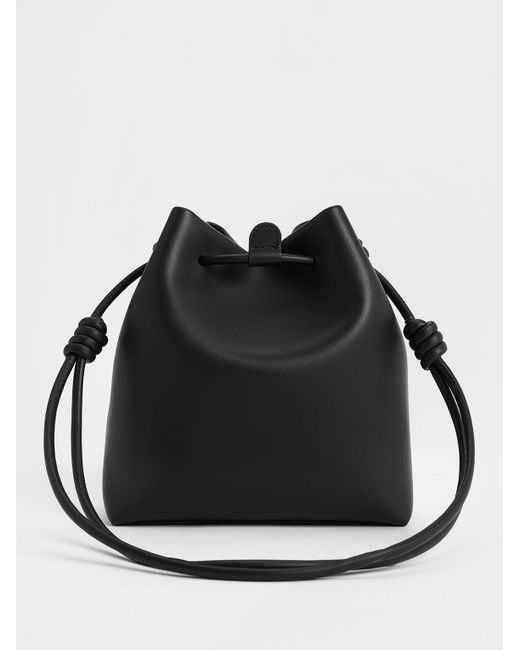Charles & Keith Black Leia Knotted Bucket Bag