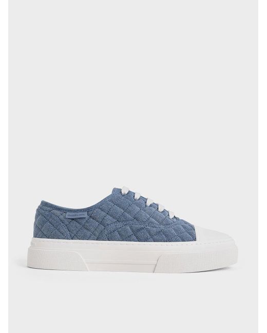 Charles & Keith Blue Joshi Denim Quilted Sneakers
