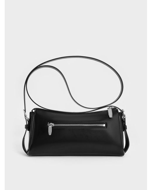 Charles & Keith Black Rachel Elongated Front-Pocket Chain-Handle Bag