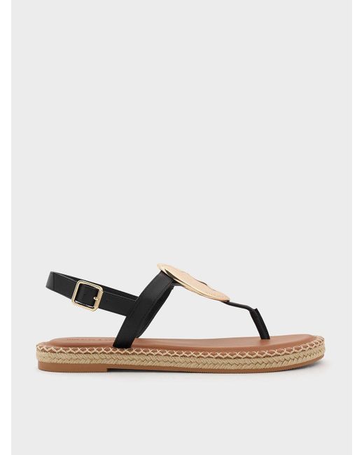 Charles & Keith Brown Metallic Oval Espadrille Sandals