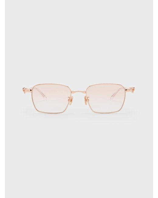 Charles & Keith Natural Paige Rectangular Sunglasses