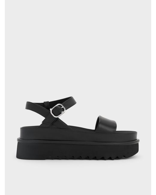 Charles & Keith Black Flatform Sandals
