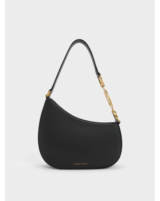 Charles & Keith Black Asymmetrical Shoulder Bag