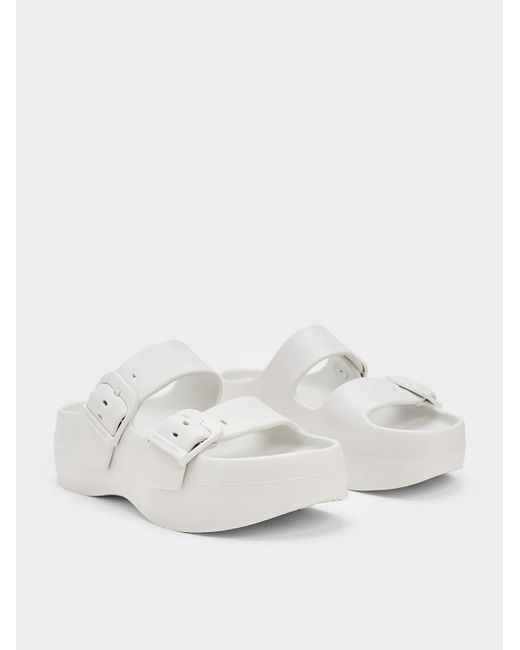 Charles & Keith White Bunsy Double-strap Sports Sandals
