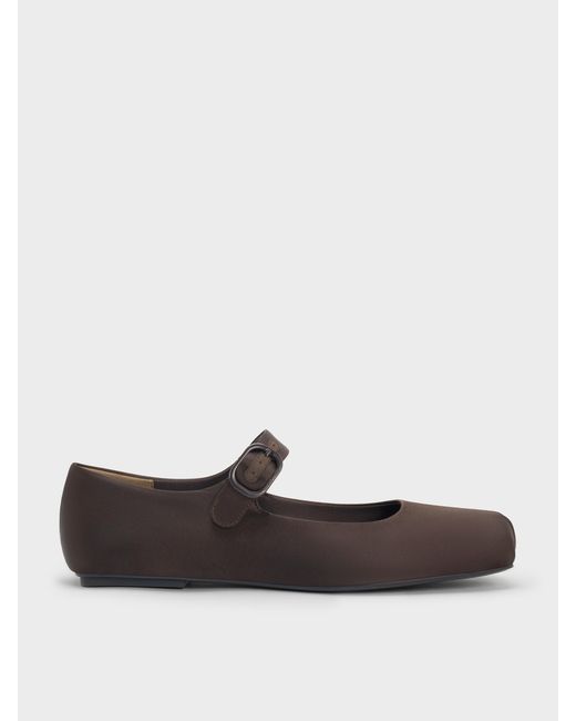 Charles & Keith White Square-Toe Mary Jane Flats