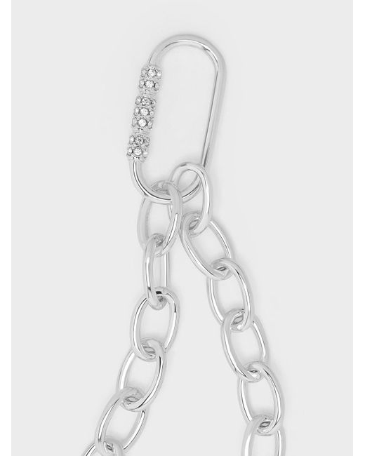 Charles & Keith White Reagan Crystal Chain-link Necklace