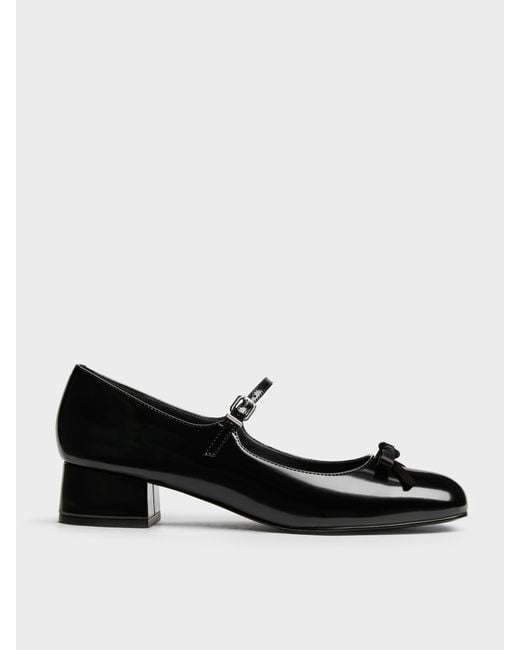 Charles & Keith Black Kelis Rose-Bow Mary Jane Pumps