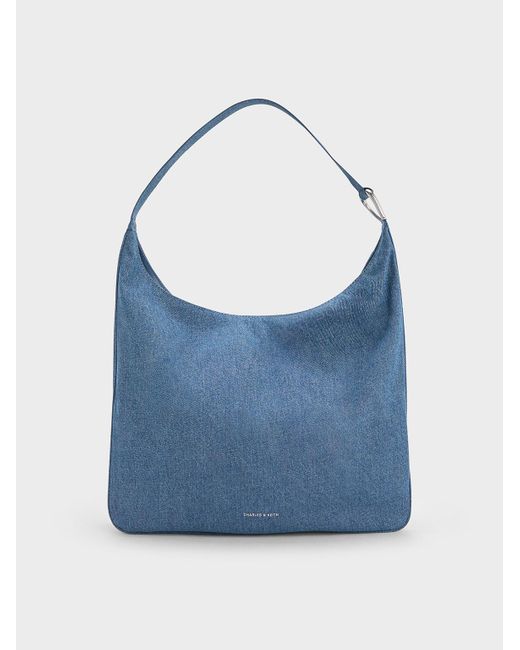 Charles & Keith Blue Lumen Denim Slouchy Hobo Bag