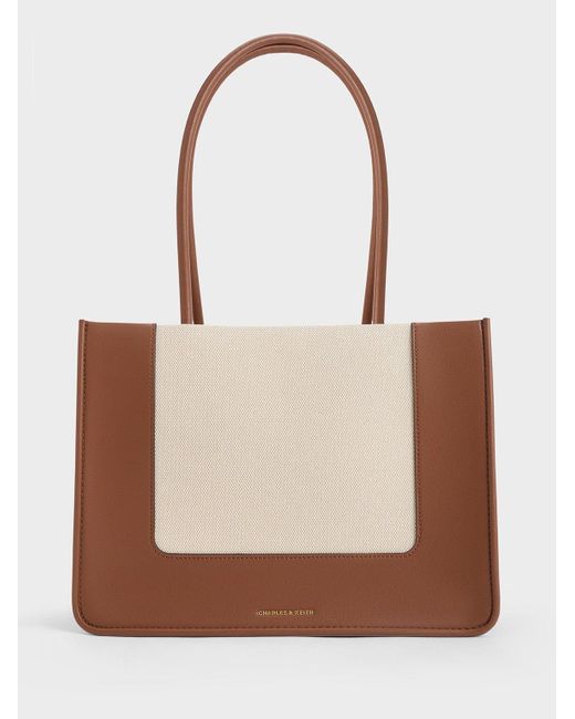 Charles & Keith White Daylla Canvas Tote Bag