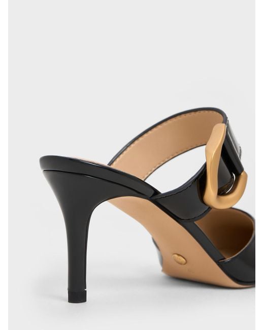 Charles Keith Gabine Patent Leather Mule Pumps in Black Lyst UK