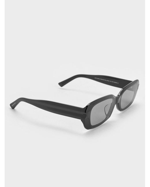 Charles & Keith Gray Recycled Acetate Angular Sunglasses