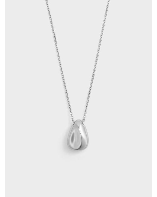 Charles & Keith White Donora Sculptural Pendant Necklace