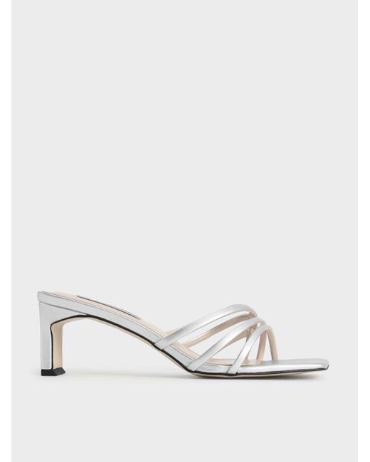 Charles & Keith Asymmetric Strappy Sandals in Silver (Metallic) - Lyst