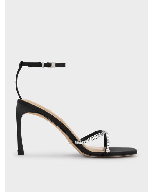 Charles & Keith White Jaylene Gem Stiletto Sandals