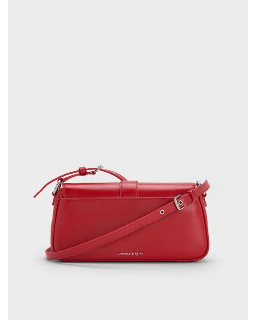 Charles & Keith Red Blaise Belted Shoulder Bag