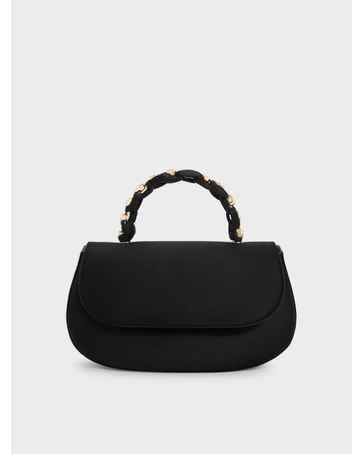 Charles & Keith Black Eilian Braided Top Handle Bag