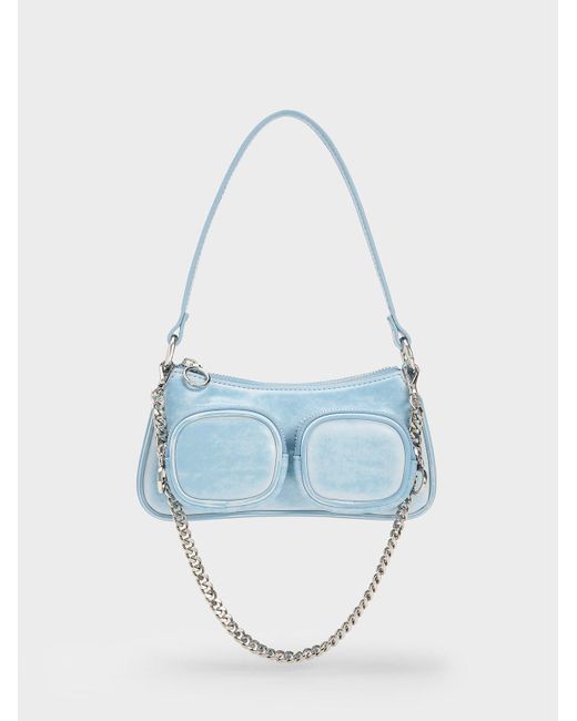 Charles & Keith Letitia Chainlink Shoulder Bag in Blue Lyst