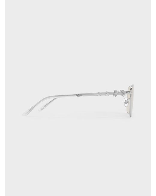 Charles & Keith Natural Paige Rectangular Sunglasses