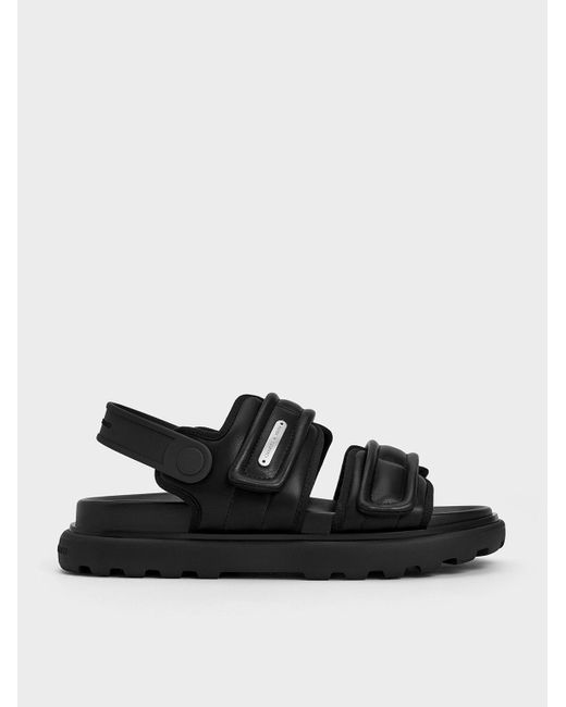 Charles & Keith Black Romilly Puffy Sports Sandals
