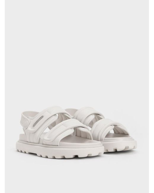 Charles & Keith White Romilly Puffy Sports Sandals