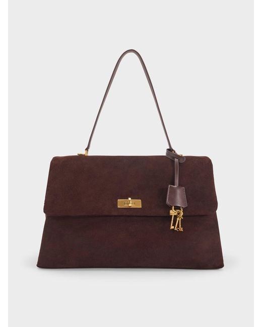 Charles & Keith Kerry Top Handle Satchel Bag in Brown | Lyst