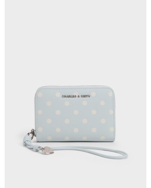 Charles & Keith White Sianna Polka-dot Wristlet