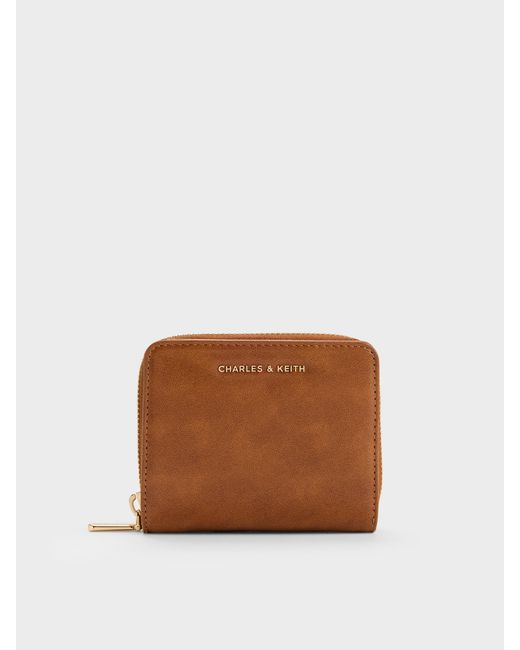 Charles & Keith Brown Finley Zip-around Small Wallet