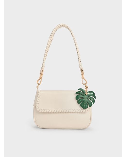 Charles & Keith White Blume Braided Shoulder Bag