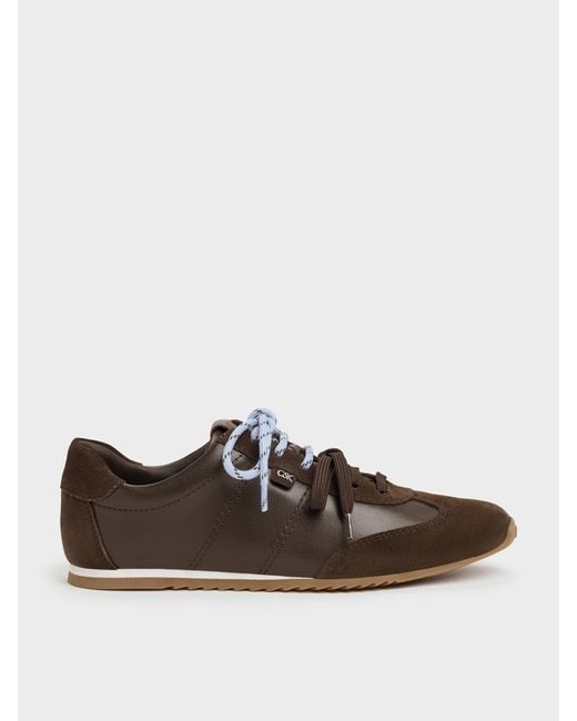 Charles & Keith Brown Jace Leather & Suede Sneakers
