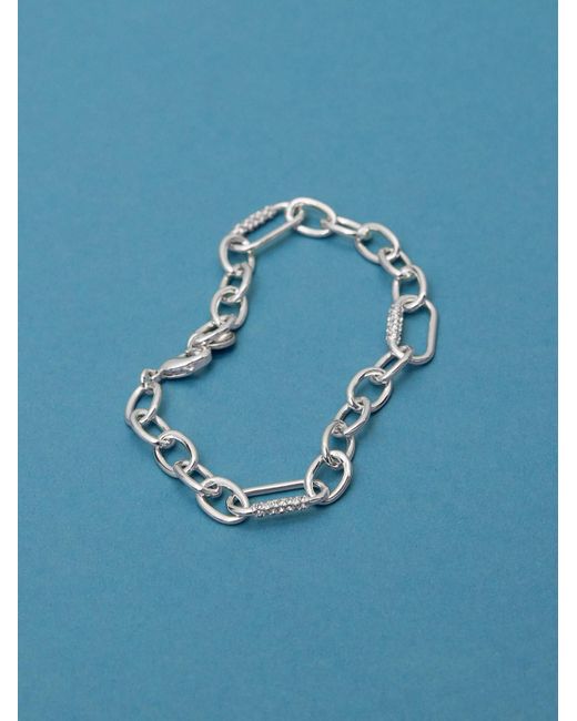 Charles & Keith White Reagan Crystal Chain-link Bracelet