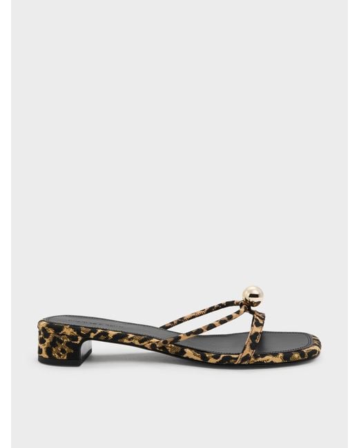 Charles & Keith White Georgie Leopard-print Metal-ball Heeled Sandals