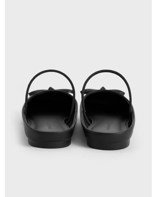 Charles & Keith White Bow Square-toe Ballet Mules