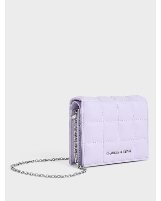 Charles & Keith Purple Quilted Mini Wallet
