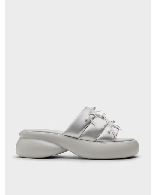 Charles & Keith White Recycled Polyester Bow Puffy Sports Sandals