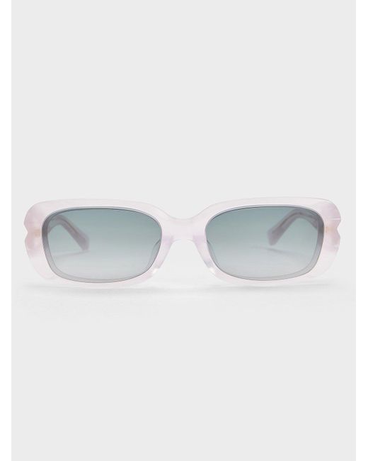 Charles & Keith Blue Recycled Acetate Angular Sunglasses