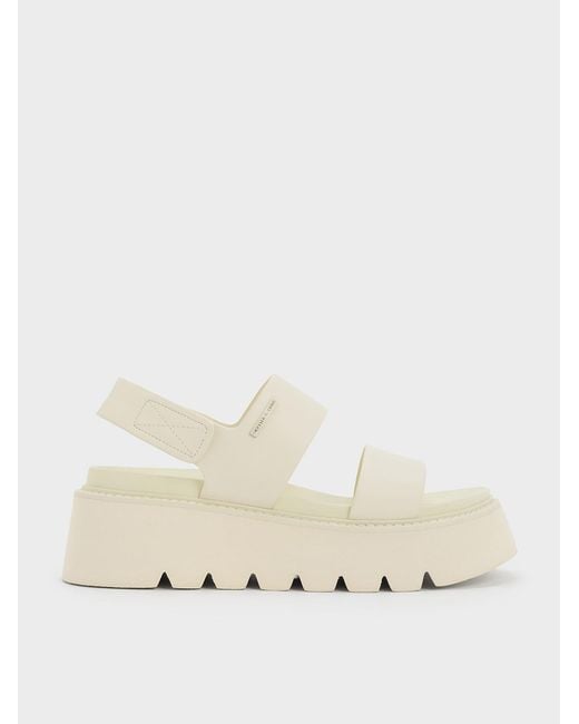 Charles & Keith Natural Jadis Chunky Flatform Sandals